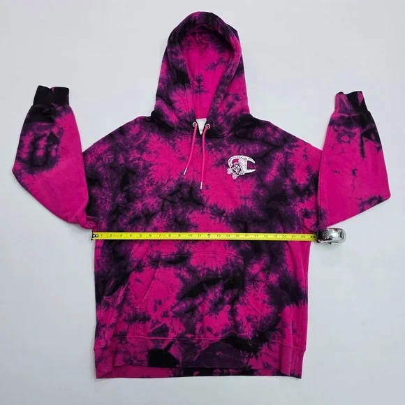 Champion Womens Pink Black Tie Dye Hoodie Sweatshirt XL Rose Logo - Picture 10 of 13